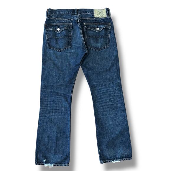 Polo Ralph Lauren Men’s Classic Straight Jeans 32x30 Dark Wash Distressed Hem - Picture 1 of 11